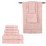 Rolla Cotton Geometric Jacquard Plush Soft Absorbent 9 Piece Towel Set