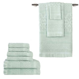 Rolla Cotton Geometric Jacquard Plush Soft Absorbent 9 Piece Towel Set