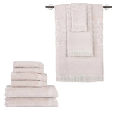 Rolla Cotton Geometric Jacquard Plush Soft Absorbent 9 Piece Towel Set