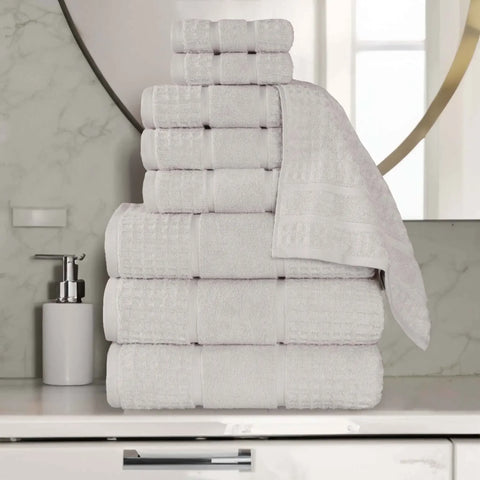 Napa Zero Twist Cotton Solid Waffle Honeycomb 9 Piece Towel Set