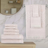 Rolla Cotton Geometric Jacquard Plush Soft Absorbent 9 Piece Towel Set