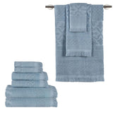 Rolla Cotton Geometric Jacquard Plush Soft Absorbent 9 Piece Towel Set