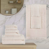 Rolla Cotton Geometric Jacquard Plush Soft Absorbent 9 Piece Towel Set
