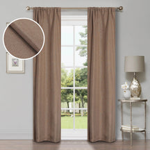 Linen Pattern Washable Room Darkening Blackout Curtains, Set of 2