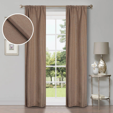 Room Darkening Blackout Curtains Linen Pattern Washable Set of 2