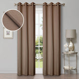 Linen Pattern Washable Room Darkening Blackout Curtains, Set of 2