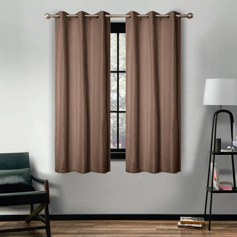 Room Darkening Blackout Curtains Linen Pattern Washable Set of 2
