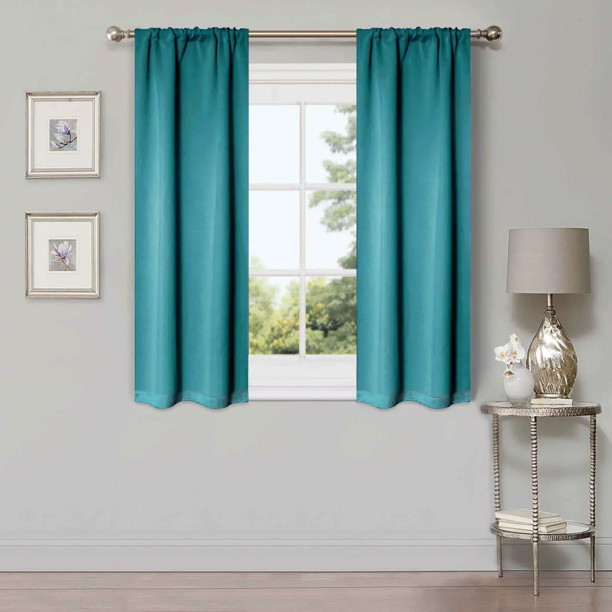 Solid Room Darkening Rod Pocket Blackout Curtain Panels, Set of 2