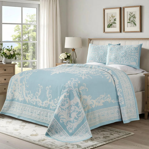 Lightweight Cotton Blend Bedspread Sets Adalie Medallion Jacquard
