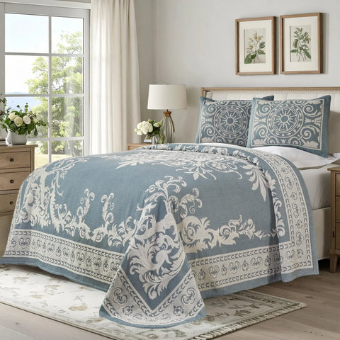 Lightweight Cotton Blend Bedspread Sets Adalie Medallion Jacquard