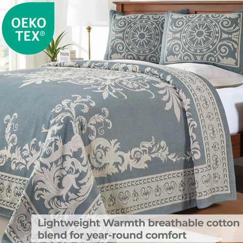 Lightweight Cotton Blend Bedspread Sets Adalie Medallion Jacquard