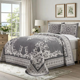 Lightweight Cotton Blend Oversized King Bedspread Sets Adalie Medallion Jacquard