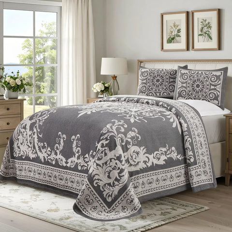 Lightweight Cotton Blend Bedspread Sets Adalie Medallion Jacquard
