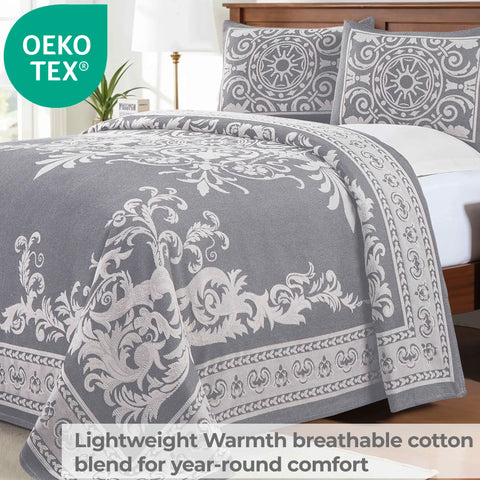 Lightweight Cotton Blend Bedspread Sets Adalie Medallion Jacquard