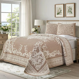 Lightweight Cotton Blend Oversized King Bedspread Sets Adalie Medallion Jacquard
