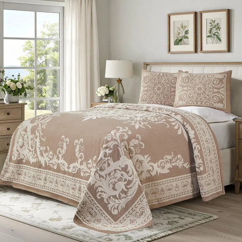 Lightweight Cotton Blend Bedspread Sets Adalie Medallion Jacquard
