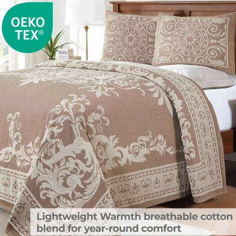 Lightweight Cotton Blend Bedspread Sets Adalie Medallion Jacquard