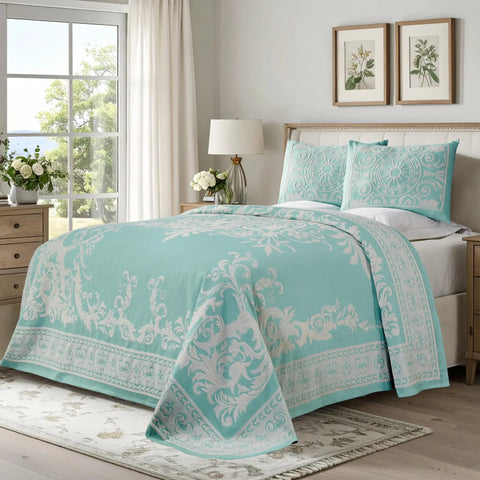 Lightweight Cotton Blend Bedspread Sets Adalie Medallion Jacquard