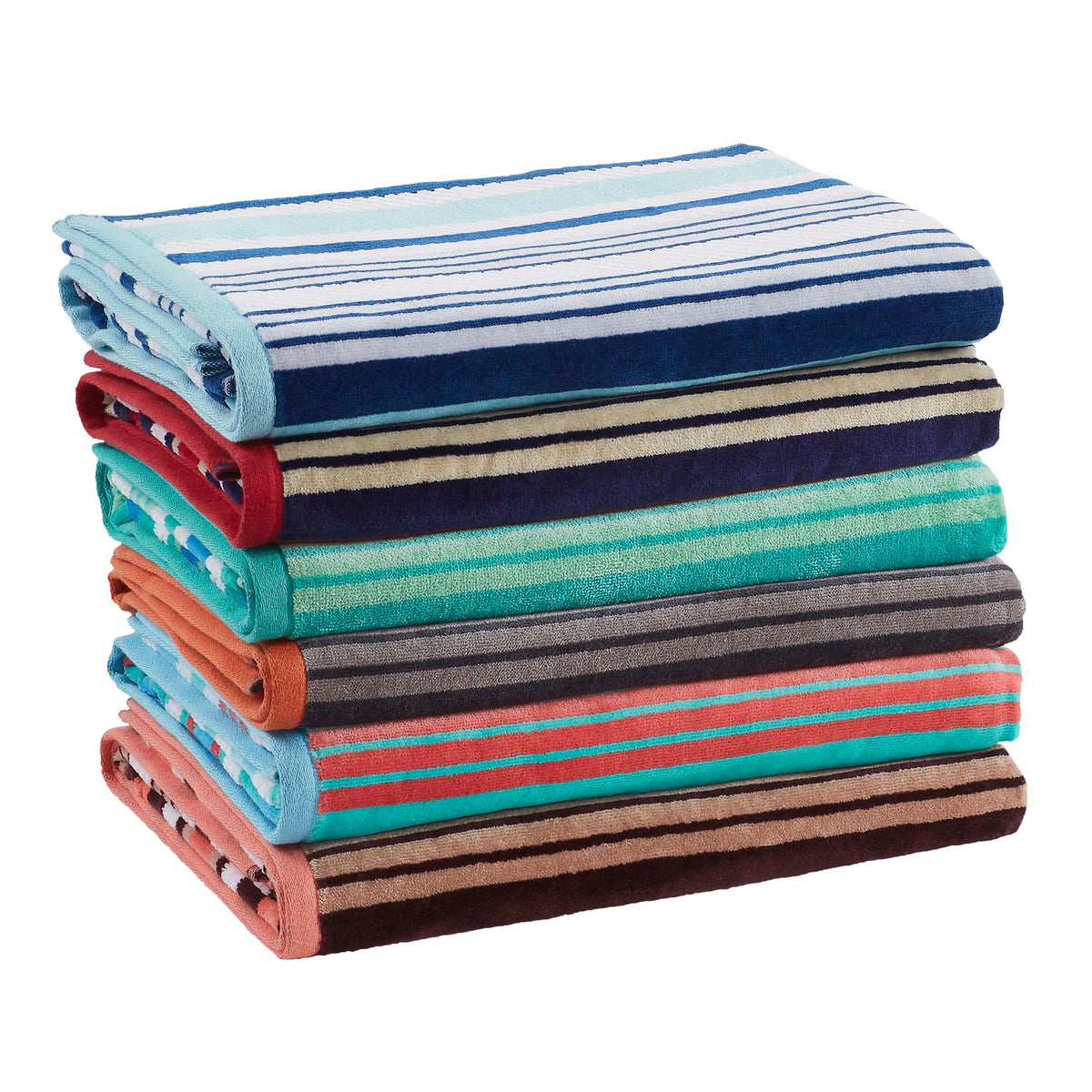 2 Piece Rope Textured Striped Oversized Cotton Beach Towel Set