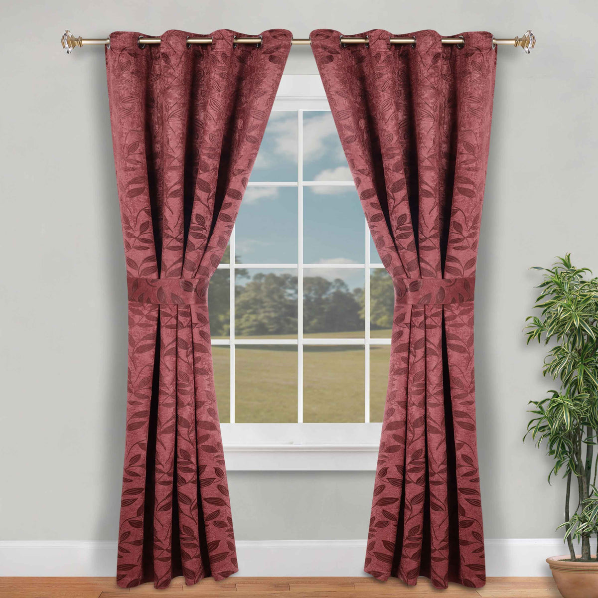 Leaves Room Darkening Washable Blackout Curtain Panels, Set of 2