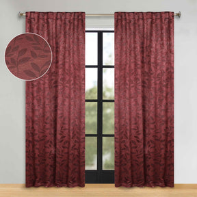 Leaves Room Darkening Back Tabs Blackout Curtain Panels, Set of 2