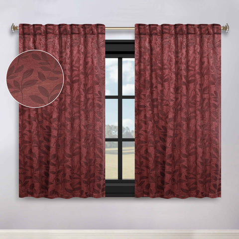 Leaves Room Darkening Back Tabs Blackout Curtain Panels, Set of 2
