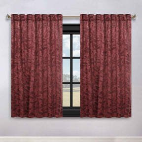 Leaves Room Darkening Back Tabs Blackout Curtain Panels, Set of 2