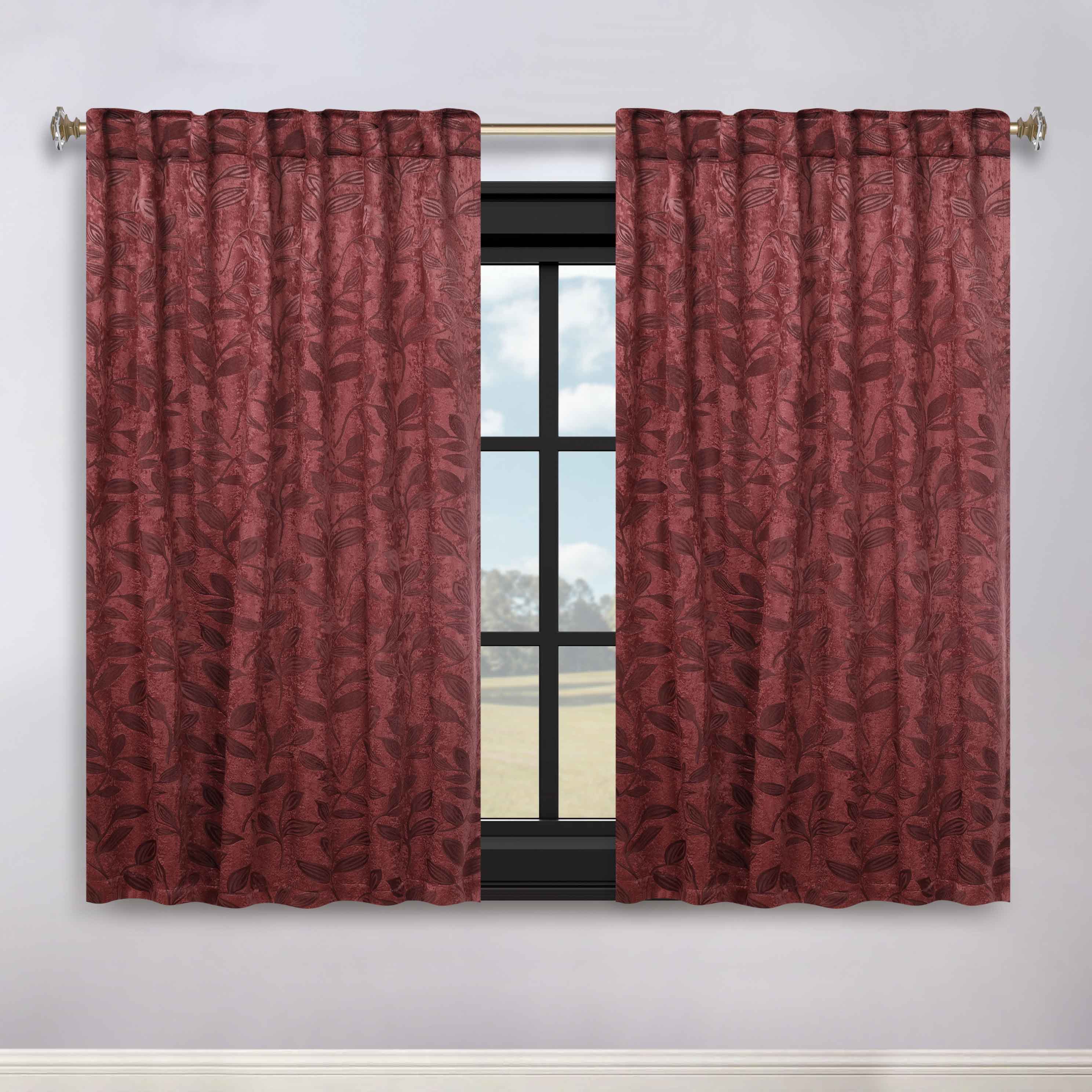 Leaves Room Darkening Back Tabs Blackout Curtain Panels, Set of 2