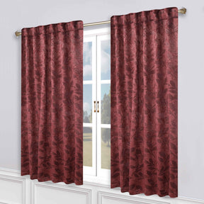 Leaves Room Darkening Back Tabs Blackout Curtain Panels, Set of 2