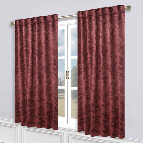 Leaves Room Darkening Back Tabs Blackout Curtain Panels, Set of 2