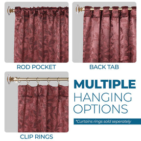 Leaves Room Darkening Back Tabs Blackout Curtain Panels, Set of 2