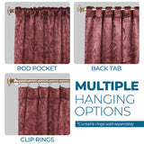 Leaves Room Darkening Back Tabs Blackout Curtain Panels, Set of 2