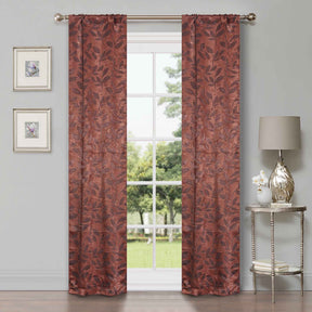 Leaves Room Darkening Washable Blackout Curtain Panels, Set of 2