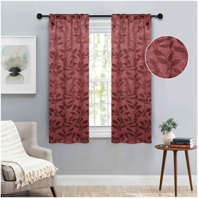 Leaves Room Darkening Washable Blackout Curtain Panels, Set of 2