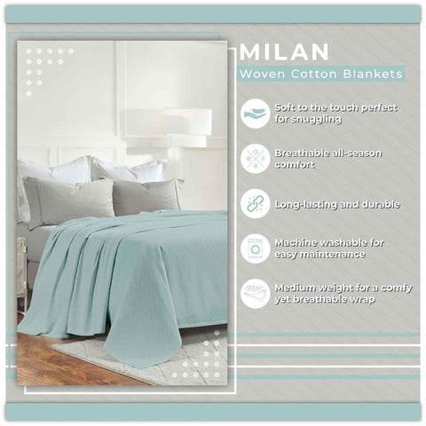 Milan Cotton Textured Jacquard Striped Lightweight Woven Blanket