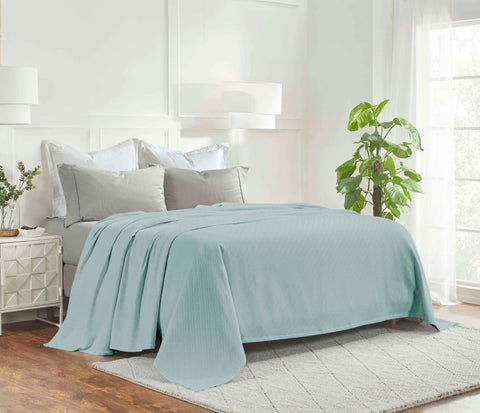 Milan Cotton Textured Jacquard Striped Lightweight Woven Blanket