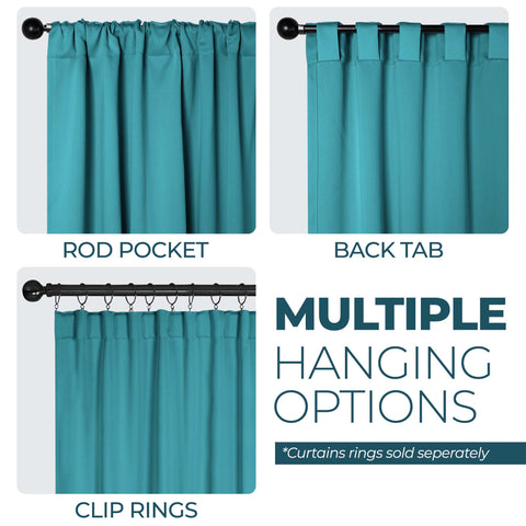 Blackout Window Curtains Solid Room Darkening Back Tab Set of 2