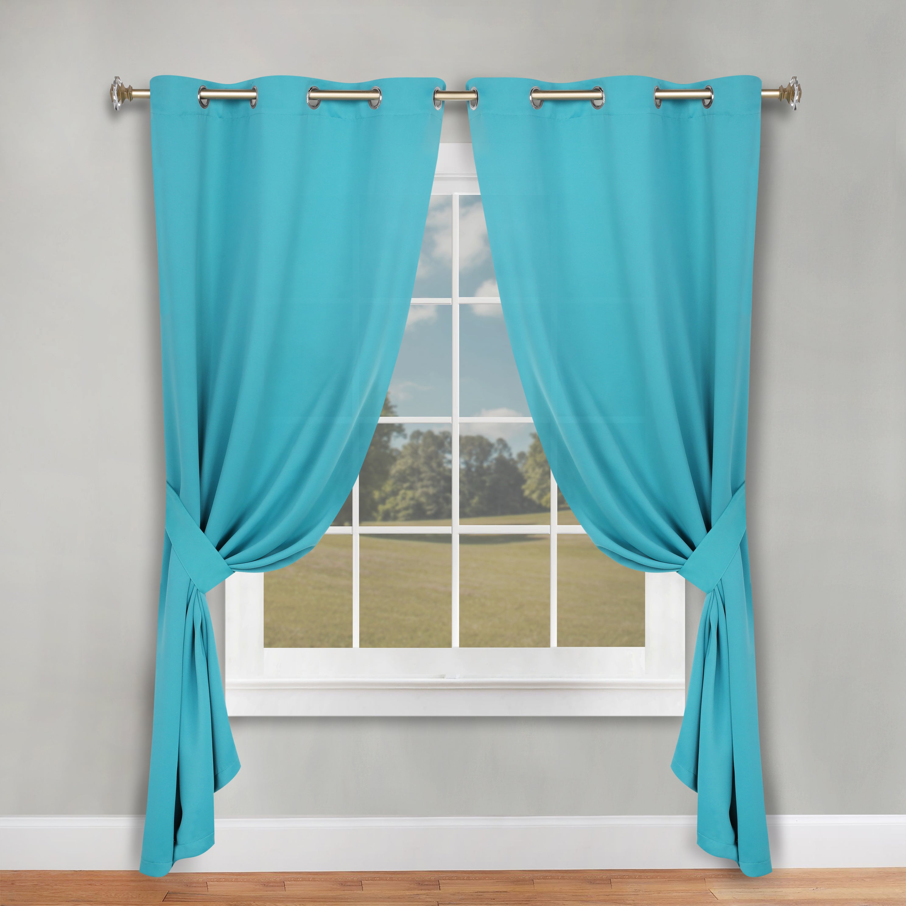 Classic Modern Solid Room Darkening Blackout Curtain Panels, Set of 2