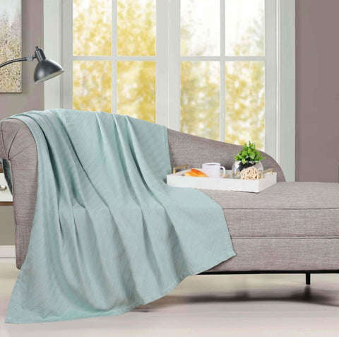 Milan Cotton Textured Jacquard Striped Lightweight Woven Blanket