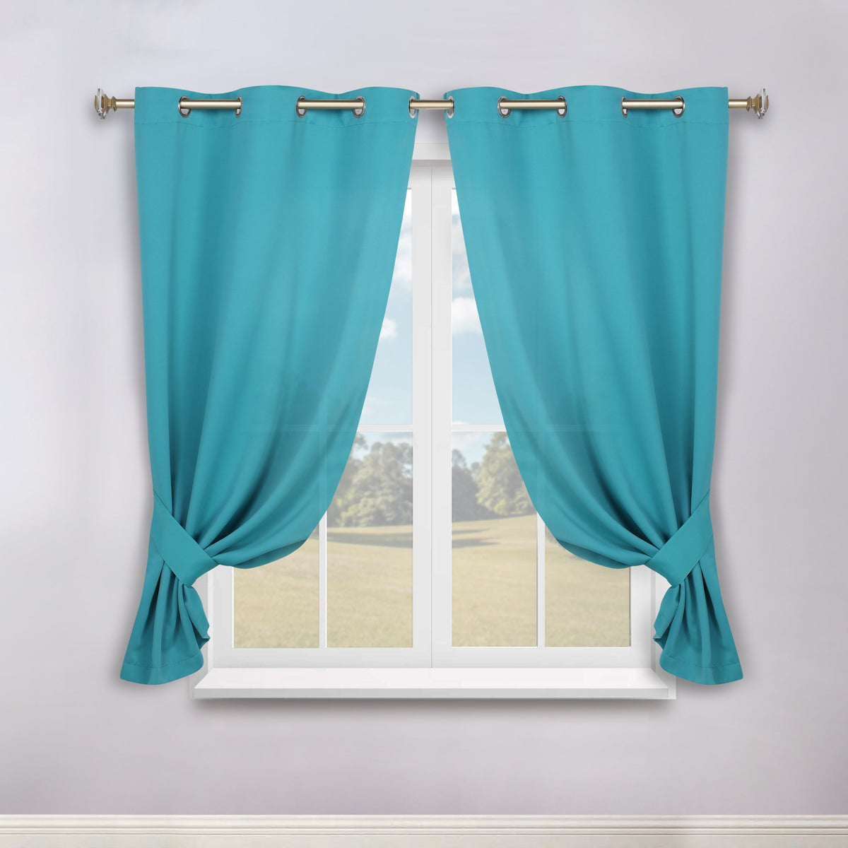 Classic Modern Solid Room Darkening Blackout Curtain Panels, Set of 2