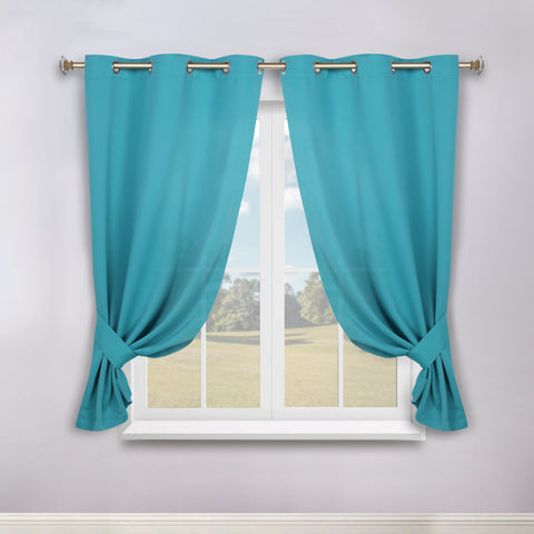 Classic Modern Solid Room Darkening Blackout Curtain Panels, Set of 2
