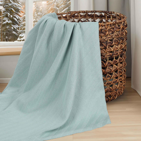 Milan Cotton Textured Jacquard Striped Lightweight Woven Blanket