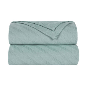 Milan Cotton Textured Jacquard Striped Lightweight Woven Blanket