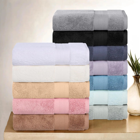 Turkish Cotton Towel Set 3-Piece Aria Plush Solid