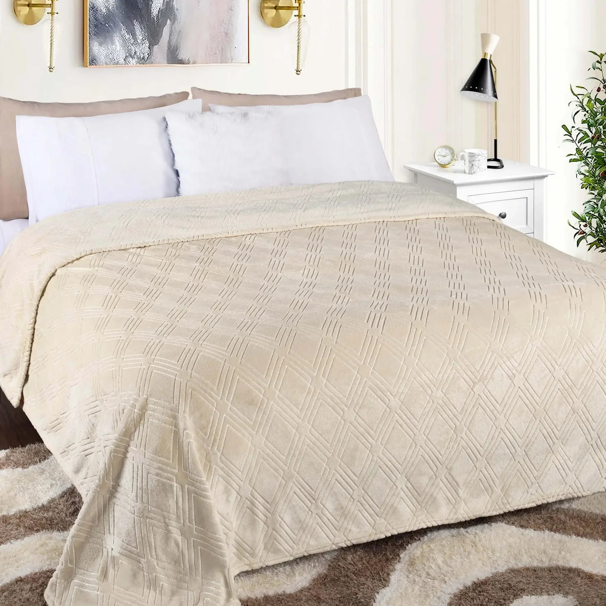 Flannel Fleece Blanket – Alaska Diamond Quilted - Warm and Plush