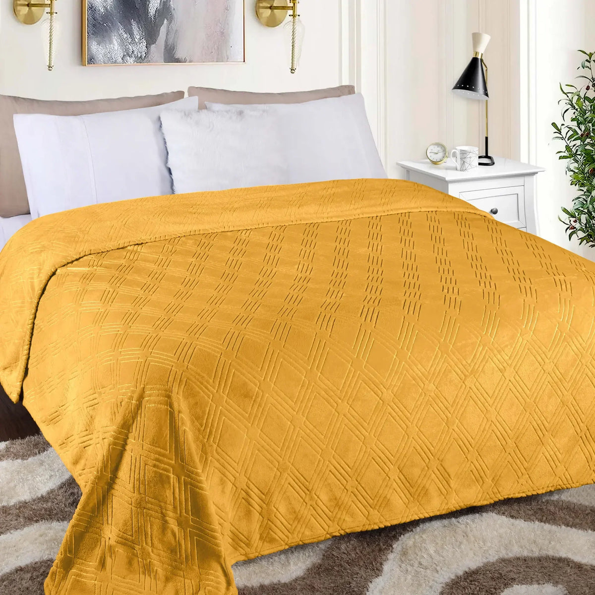 Flannel Fleece Blanket – Alaska Diamond Quilted - Warm and Plush