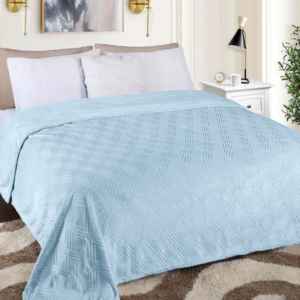 Flannel Fleece Blanket – Alaska Diamond Quilted - Warm and Plush