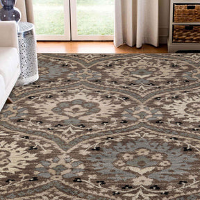 Augusta Vintage Floral Damask Indoor Area Rug or Runner