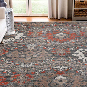 Augusta Vintage Floral Damask Indoor Area Rug or Runner