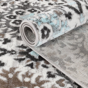 Augusta Vintage Floral Damask Indoor Area Rug or Runner